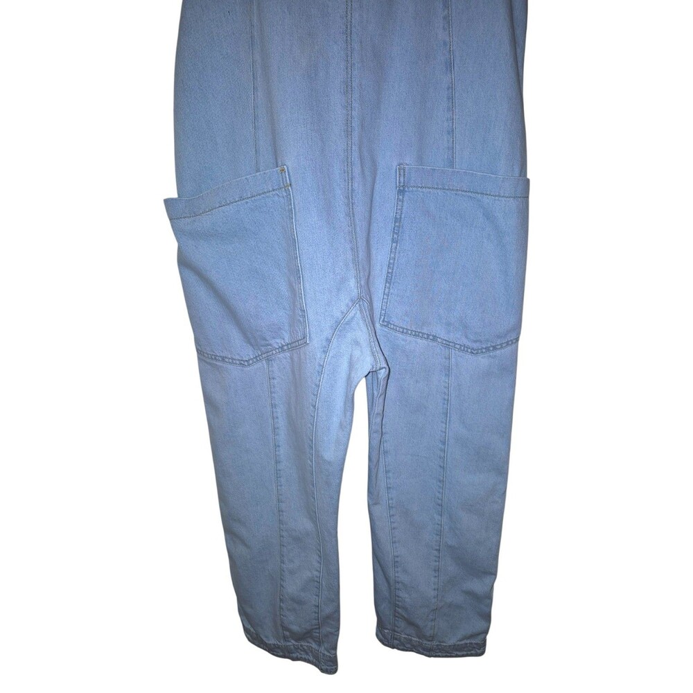 Free People High Roller Railroad Jumpsuit Size Small Harem Bohemian Blues - Picture 5 of 7